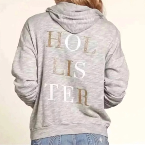 (NWT) Hollister Women’ Shine Logo Graphic Hoodie in Light Heather Grey, XS - Picture 1 of 4